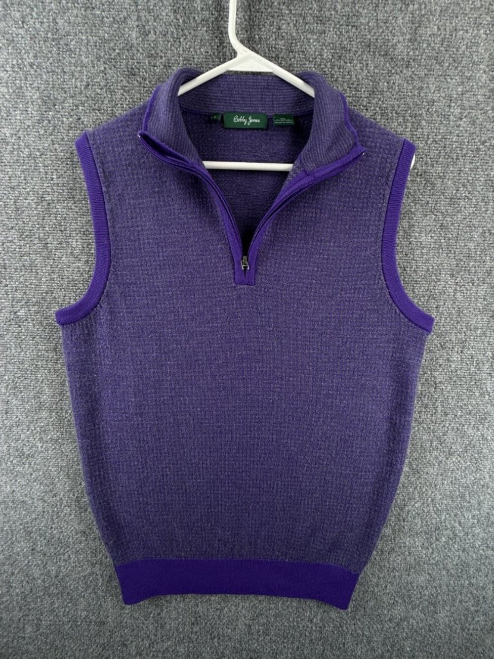 Bobby Jones Fine Merino Wool Sweater Vest Men Houndstooth Purple Gray Small